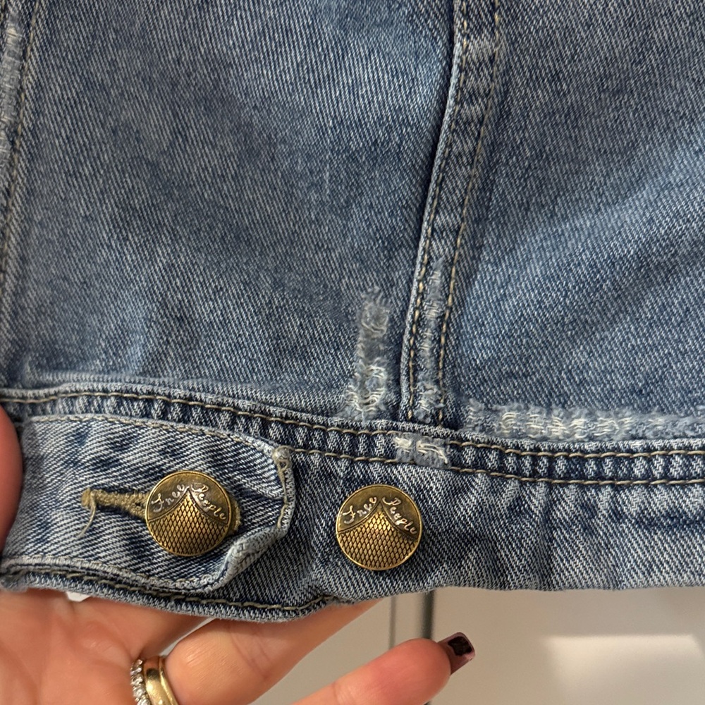 Free People Blue and Gray Jean Jacket - Picture 4 of 6